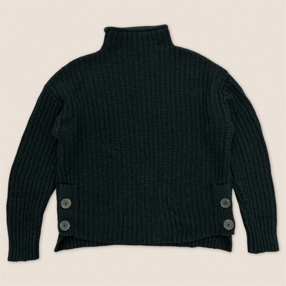Madewell Wool Cotton Blend Mockneck Turtleneck Black Sweater - Size Small